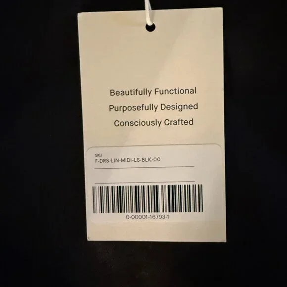 Everlane Linen A-Line Midi Dress – Black, Long Sleeve, Size 00, NWT 🌿 - Picture 3 of 4